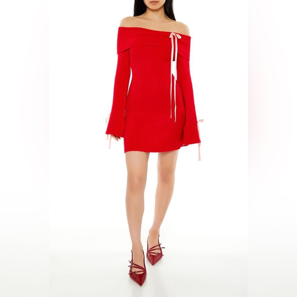 Bow Sweater Mini Dress - Picture 2 of 5